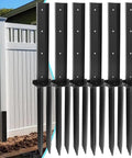 Heavy Duty Black Fence Post Repair Kit Knock Out Leaning 4x4 6x6 Wood Posts Rust Resistant Durable Spike Anchor individual pieces
