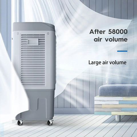 Quiet Portable Air Conditioner Fan With Three Speeds Ultra Low Noise Evaporative Swamp Cooler showing large air volume feature in modern room.