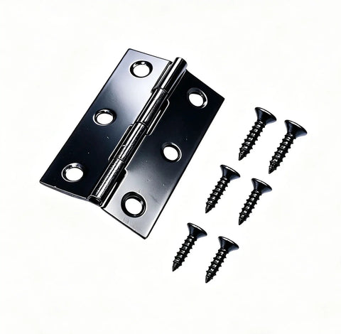 12 Pack Black Stainless Steel Butt Hinges For Cabinets And Doors, 2.15 Inch Long, Rust Resistant 201 Stainless Steel Hinges With Matching Screws