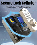 Exploded view of keyless entry door lock with keypad and smart deadbolt, showing internal components and secure lock cylinder design.