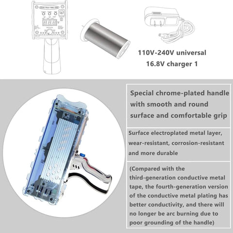 Portable Spark Gap Arc Generator Handheld Tesla Coil Gun Touchable Artificial Lightning Adjustable Precision Dual Mode Dope Science Experiment Tool For Teens And Curious Makers Rechargeable Power With Global 110 240V Compatibility, transparent handle