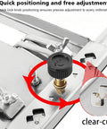 Close-up of Straight Up Precision Dual Rail Edge Guide For Circular Saw showing quick lock knob for precise adjustments.