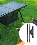 Heavy Duty Folding Table Legs Set Lightweight And Sturdy Metal Supports shown under a camping table.