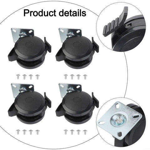 Heavy Duty 4 Pack Locking Casters For Weber Spirit 200 And 300 Gas Grills Model 69827 with brake lever and mounting hardware.