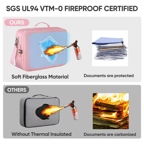 Comparison between Fireproof Document Box With Lock Portable Waterproof File Organizer and non-insulated version.