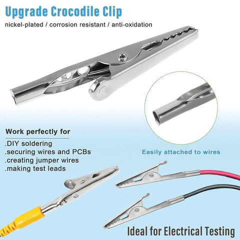 Heavy Duty 50mm Metal Alligator Clips 50 Pack, 2 Inch Gator Clips With Strong Grip For Electrical Testing and DIY Projects