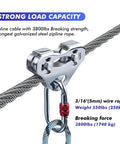 Three Sixteenth Inch Wire Rope Zipline Cable 150 Foot Galvanized Steel Aircraft Cable With 3800 Lbs Breaking Strength in use.