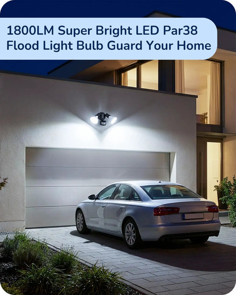 Super Bright Par38 LED Flood Light Bulbs Outdoor Dimmable 5000K Daylight 1800 Lumens Weatherproof Flicker Free 4 Pack Built Different For Any Driveway Or Patio