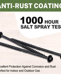 Built Tough Structural Wood Lag Screws 6 Inch, 60 Count 14 By 6 Heavy Duty Rust Resistant Hex Head Exterior Timber Screws in black with anti-rust coating.