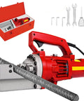 USZWBY 1250W Hydraulic Rebar Cutter Cuts 4-20mm Steel Bars In Just 3 Seconds Portable Construction Tool With Carry Box showing cutter and accessories.