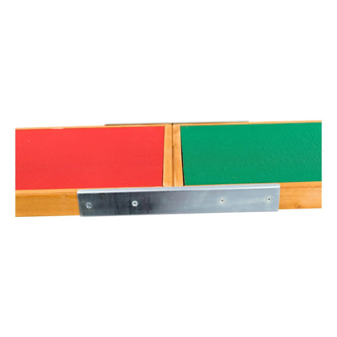 Close-up of Agility Dog Seesaw with color contact zones, red and green surfaces, showing the durable non-slip material for safe training.