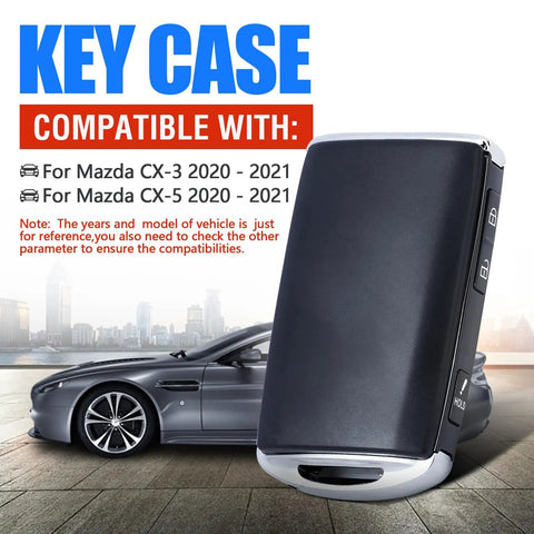 Mazda CX-3 CX-5 Key Fob Case Shell Replacement For 2020 2021, durable plastic cover displayed with car in background