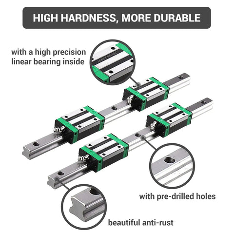 2 Pack 600mm Linear Guide Rails With 4 HGH20CA Carriages For CNC Routers Lathes Mills And 3D Printers Includes Wrench And Plastic Dust Caps