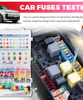 Ultimate Auto Fuse Assortment Kit With Tester And Puller Standard Mini Low Profile Blades 2A To 60A in storage case with testers.