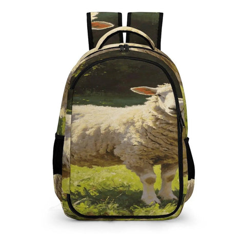 Forest Meadow Wool Sheep Printed Unisex Backpack Large Capacity All Day Carryall Made With Durable Breathable Polyester Fabric And Smooth Zipper