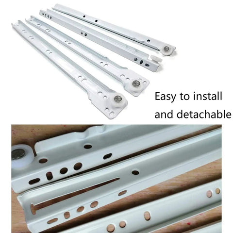 Heavy Duty Metal Drawer Slides For Kitchen Cabinets And Dressers Ultra Smooth Full Extension Roller Glides steel runners white finish