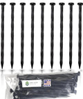 150 Pack USA Made Eight Inch Plastic Edging Nails For Paver Edging And Landscape Projects, showing spiral nylon stakes