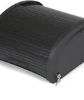 Executive Series Locking Security Hood For Housekeeping Carts Black Preassembled Accessory, shown closed with key lock visible