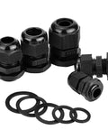 Plastic Waterproof Adjustable Cable Glands And Joints Set For PG7 PG9 PG11 PG13.5 And PG16 With 3.5 To 13mm Cable Range Pack Of 20