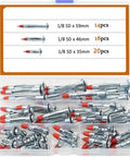 Wall Anchor Assortment Kit 52/104 Pieces Zinc-Plated Steel Hollow Fasteners, Heavy-Duty Galvanized Carbon Steel Construction, Expanding Anchor Sleeve Design, Ideal For Securing Shelves, Cabinets, And Fixtures To Drywall, Concrete, And Masonry. Assorted 1/8 SD anchors in storage case