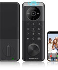 Smart Door Lock With Built In WiFi Camera And Doorbell For Front Door 6 In 1 Keyless Entry Deadbolt Fingerprint Sensor