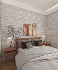 Bedroom with Brick Wallpaper Peel And Stick 3D Faux Brick Self Adhesive Removable Wallpaper Backsplash For Walls White And Gray