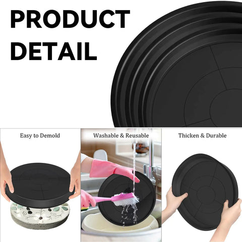 Six Piece Round DIY Concrete Stepping Stone Molds Set In Three Sizes 10.2 Inch 11 Inch 12.6 Inch Reusable Plastic Molds detail view