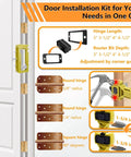 Hinge And Latch Installation Kit With ABS Mortiser Template for accurate scoring, adjustable hinge length and thickness, illustrated guide.