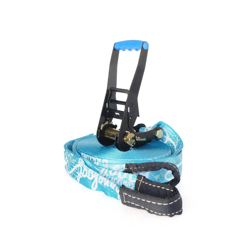 Slackline Kit 60ft Complete Set With Ratchet Training Line Bark Protectors And Instructions For Kids And Adults Three Color Options