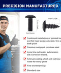 Black Stainless Steel License Plate Screws Kit For Cars With Rustproof Bolts 41 Piece Premium Hardware Set.