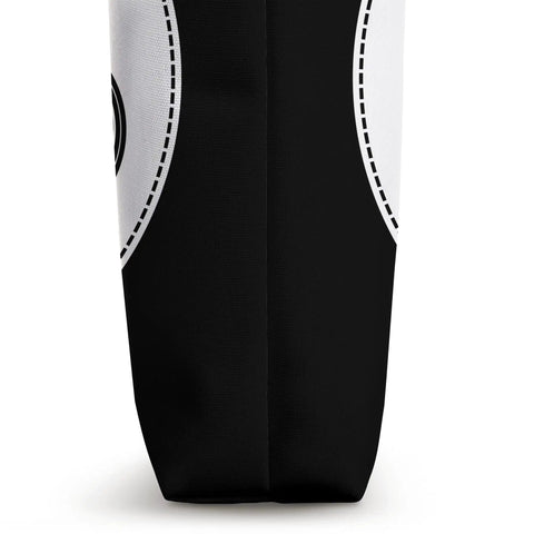 Side view of black and white Bikepacking Tote Bag For DIY Cyclists Make Your Own Gear Style Adventure Ready Tote Bag