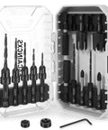 Woodworking Countersink Drill Bit Set, 16 Piece High Speed Steel Bits For Wood, Tapered Drill Bits And Countersink Bits in storage box