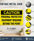 PPE Sign Personal Protective Equipment Required Beyond This Point 8x12 Inch Aluminum Metal Sign with mounting features