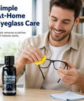 Man using 30ml Eyeglass Scratch Repair Kit With Sponge Polishing Compound Quick Fix For Glasses And Screens on eyeglasses
