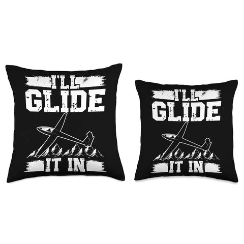 Black Glider Pilot Cozy Throw Pillow For Sailplane Enthusiasts Soaring Adventurer Cushion Celebrating Flight Joy And Aviation Passion