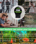Programmable Automatic Fish Feeder With Digital Timer And Usb Rechargeable Design For Aquarium Tanks with settings displayed.