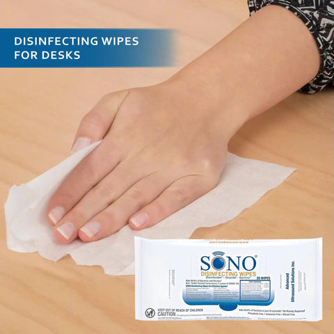 Person using Go To Alcohol Free Medical Grade Disinfecting Wipes Pack Of 2 With 160 Count And Extra Large Sheets For Multiple Surface Cleaning Sanitizer No Bleach Gentle Yet Effective on a desk
