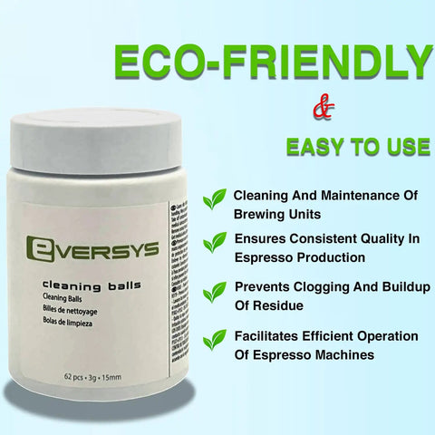 Eco-friendly container of Cleaning Balls for Automatic Espresso Machines Barista-Grade Brew Unit Cleaning Kit.