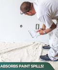 Painter using Heavy Duty Cotton Canvas Drop Cloth Tarp for Painting and Home Projects Washable and Reusable Floor Cover Dust Sheet.