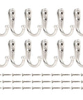 12 Pack Chrome Coat Hooks Wall Mount Small Single Hanger Hooks with screws shown in durable zinc alloy, rustproof silver finish.