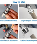 1 2 3 4 Inch Pipe Threading Tool Set Quick Cut Die For Pvc Steel Copper Internal External Threading Heavy Duty Reamer Kit For Plumber Maintenance And Diy Repairs Stop Leaks Fast Easy Install installation steps showing internal and external threading process