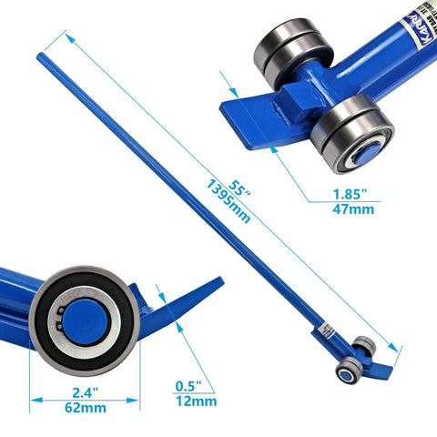 Heavy Duty Pry Lever Bar Workhorse With Wheels And Four Wheel Bearings Three Ton Load Capacity Four And A Half Foot Steel Handle