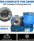 Heavy Duty Electric Hydraulic Hose Crimper Machine With 9 Die Sets Crushes R1 And R2 Hoses Quarter To One Inch with crimping force of 40MPA.