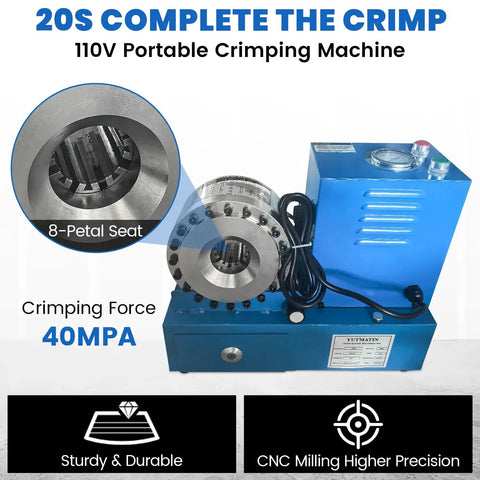 Heavy Duty Electric Hydraulic Hose Crimper Machine With 9 Die Sets Crushes R1 And R2 Hoses Quarter To One Inch with crimping force of 40MPA.