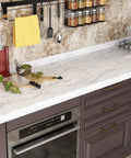 Kitchen countertop with 36 Inch By 200 Inch Matte Marble Countertop Contact Paper Peel And Stick Waterproof Self Adhesive Wall Covering.