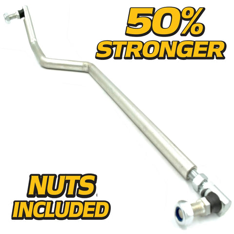 Adjustable Beefed Up Heavy Duty Crimped Steering Drag Link Tie Rod For GY20491 GY20492 Left Hand Right Hand Upgrade With Lock Nuts And 4130 Chromoly Steel For Durable Steering On L100 L105 L107 L108 L110 L111 L118 L120 L130 Tractors, chromoly drag link with nuts