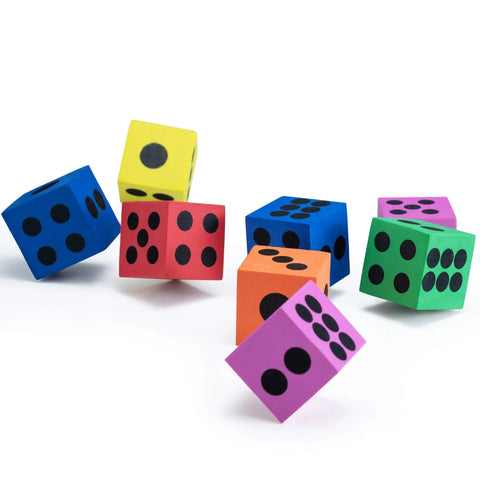 Bulk Pack Of 36 1.5 Inch Foam Dice In Assorted Colors For Kids And Classrooms Big Fun Durable Foam Dice Cubes With Number Dots