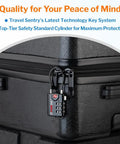 Durable Luggage Locks With Resettable Combination And Alloy Body For TSA Recognition on a suitcase with braided steel cable