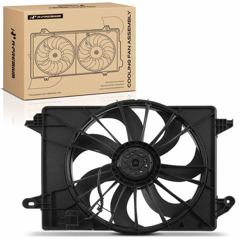 Tough As Nails Heavy Duty Engine Radiator Cooling Fan Assembly For Chrysler 300 Dodge Challenger And Charger showing fan blades and shroud.