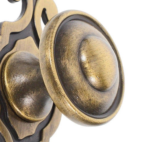 Top Shelf Vintage Zinc Alloy Cabinet Handles With Backplate And Secure Screws 4 Pack Single Hole Drawer Pulls close-up view detailing aged bronze finish.